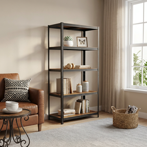 Étagères de <span class=keywords><strong>rangement</strong></span> en acier de 90 cm avec étagères en bois, unités de <span class=keywords><strong>rangement</strong></span>, étagères d'<span class=keywords><strong>angle</strong></span> scellées, piliers d'<span class=keywords><strong>angle</strong></span> renforcés, étagères empilables - Product Image 2