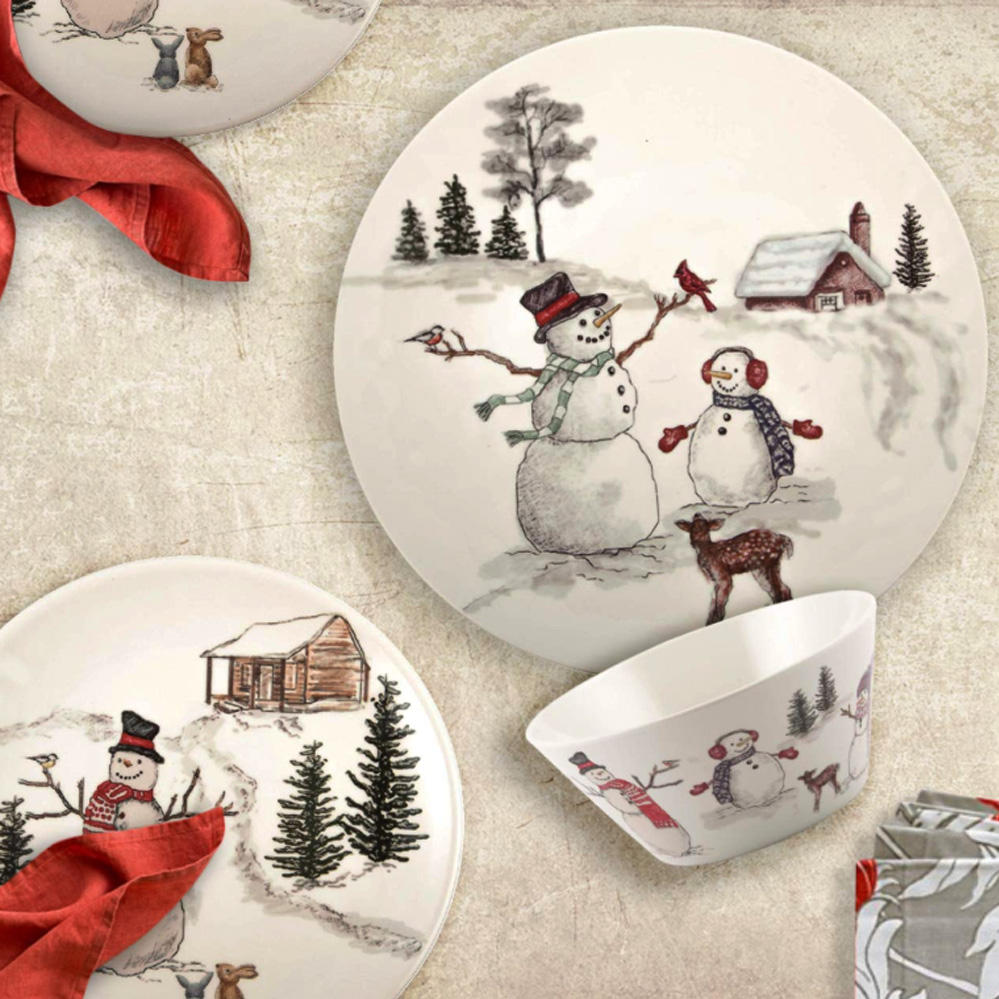 PRETYZOOM Plateau De Service En Bois En Forme De Bonhomme De Neige