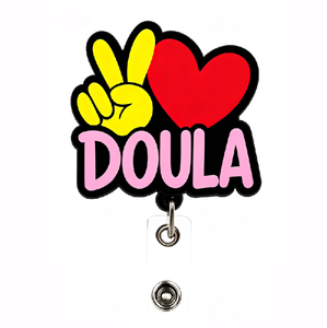 Porte-badge rétractable en acrylique Peace Love DOULA, design cœur coloré, <span class=keywords><strong>pour</strong></span> carte d'identité, <span class=keywords><strong>cadeau</strong></span> <span class=keywords><strong>pour</strong></span> travailleur(se) ou <span class=keywords><strong>sage</strong></span>-<span class=keywords><strong>femme</strong></span> - Product Image 4