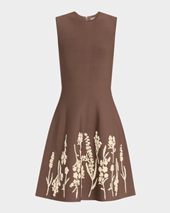 Robe d'été personnalisée pour femmes élégante pour les fêtes et les mariages Robe trapèze tissée à fleurs Col rond Sans manches Coupe ample Mini robe - Product Image 4