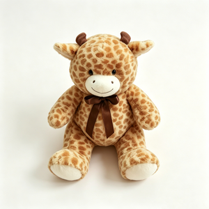 Customized Cute Sitting Giraffe Plush Stuffed Animal, <b>Brown</b> Spot Giraffe Plush Toy with <b>Brown</b> Bow <b>Tie</b> - Product Image 6