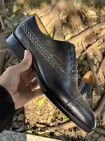 Chaussures Oxford pour hommes Goodyear cousues main en cuir de veau véritable, durables, à bout formel, pour affaires, mode classique, chaussures de mariage à trois coutures