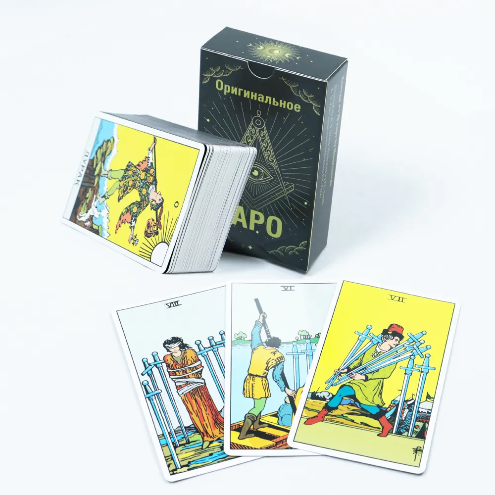 Grosir tarot bahasa Rusia ukuran besar kartu tarot khusus cetak pemula kartu tarot 78 dek kartu tarot dengan buku