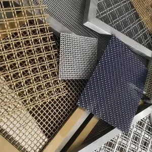 Flat Wire Square Grid Stainless Steel Metal Decorative Wire Mesh Other Copper Crimped Wire Mesh