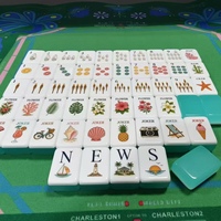 Mahjong Vert Tropical - Tuiles de Mahjong Vert Gelée avec Motifs Torche Tiki et Ananas, Ensemble de Mahjong en Acrylique pour Fête au Bord de la Piscine