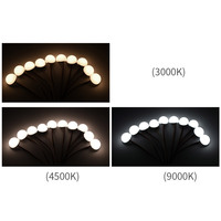 10 12 14 Paket Lampu Cermin Rias LED Tricolor Tunable White Dimmable, Bohlam Cermin 34mm, Lampu Depan Cermin USB