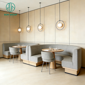 Mesa Redonda de Madera para Cafetería, Restaurante, con Asientos Tipo Sofá, Juego de Muebles para Cafetería - Product Image 5