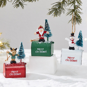 DAMAI vente chaude nouveau chalet de noël boîte aux lettres nouveau Design père noël bonhomme de neige <span class=keywords><strong>lettre</strong></span> boîte pendentif pour la décoration d'arbre de noël - Product Image 2