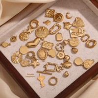 Pendentif Breloque Cœur, Croix, Lune, Étoile, Pièce de Monnaie en Acier Inoxydable Plaqué Or 14K Étanche 2026 pour Fabrication de Bijoux DIY