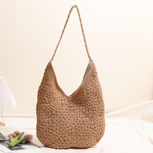 <span class=keywords><strong>Bolso</strong></span> de mano de <span class=keywords><strong>ganchillo</strong></span> hecho a mano bohemio para mujer, <span class=keywords><strong>bolso</strong></span> de playa de verano al por mayor con <span class=keywords><strong>asas</strong></span> dobles, cierre abierto, decoración Floral - Product Image 4