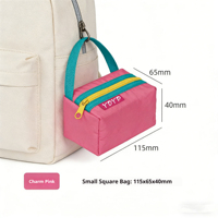 Sac en nylon maillé carré compact 115x65x40mm, robuste, durable, lavable, portable, pochette de rangement à fermeture éclair, écologique et recyclable