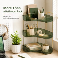 Étagère d'angle à trois niveaux en plastique transparent pour rangement, idéale pour salle de bain, cuisine, comptoir, chambre et usage domestique quotidien