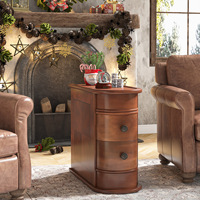 Table d'appoint de luxe haut de gamme en bois massif, style américain, pour salon, avec 3 tiroirs et portes shaker, mobile