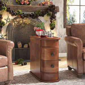 Luxury High-End Narrow Solid Wood <b>Sofa</b> <b>Side</b> <b>Table</b> Desk Light American Style Living Room Cabinet Shaker Door 3 Drawers Mobile - Product Image 3