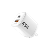 Adaptateur de charge USB-C Justlink PD 45W GaN avec prise EU US UK, chargeur mural USB-C avec protection ignifuge pour iPhone