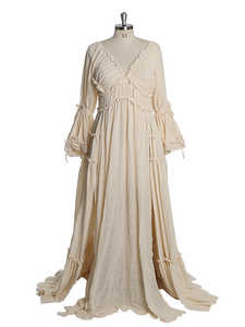 Abaya vintage personnalisée, respirante, élégante, plissée, à manches longues, style princesse, douce, musulmane, décontractée, pour les fêtes, taille XXL, en coton - Product Image 3