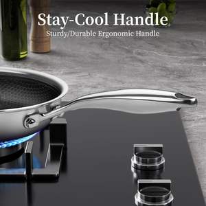 Üç Katmanlı Paslanmaz Çelik Tava En İyi Kalite Seramik Petek Yapışmaz Kaplama Tava İndüksiyonlu Ocaklar İçin Uygun PFAS İçermez - Product Image 6