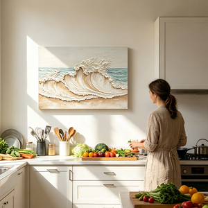 Quadro <span class=keywords><strong>su</strong></span> <span class=keywords><strong>Tela</strong></span> 3D con Onde Oceaniche Spesse e Texturizzate per Soggiorno, Camera da Letto, Decorazione Domestica - Product Image 4