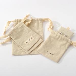 Pochette en coton et lin avec cordon de serrage, style artisanal, garniture en dentelle, réutilisable, pour cadeaux et bijoux, Glampkg - Product Image 5