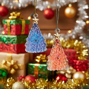 Conjunto de dos adornos colgantes de árbol de <span class=keywords><strong>Navidad</strong></span>, decoración de árbol de vacaciones con luces LED - Product Image 5