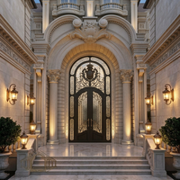 Porte d'entrée principale en fer forgé de luxe NFRC, double, sur mesure