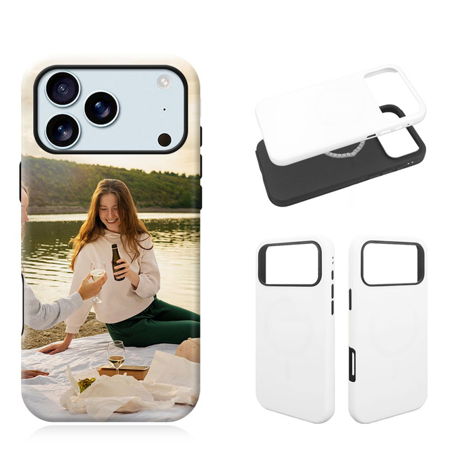 For iPhone 17 Pro Max Cover Magnetic Sublimation Blank Phone Case 2 in 1 TPU PC Custom DIY Printable Picture Heat Press Cases