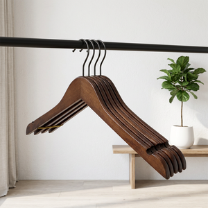 Competitive Price Superior Quality Modern Durable Wooden <b>Hangers</b> with Custom Logo for Suits Premium Natural Metal Hook - Product Image 5