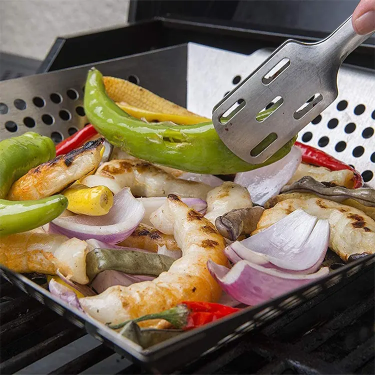 Profession eller Hochleistungs-Grill korb Edelstahl-Gemüse grill tablett Bestes Camping-Kochgeschirr-Grill zubehör