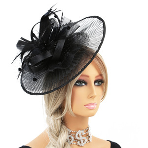 Britannique fuchsia vert noir blanc <span class=keywords><strong>macy</strong></span>'s fascinator kentucky derby chapeau accessoires cocktail soirée mariage thé fête femmes - Product Image 5