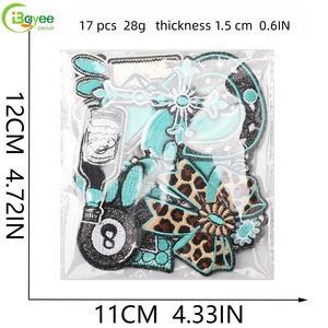 Vintage Turquoise Bow & Spade Embroidery <b>Iron</b> on Patches Custom Perfume Theme Patch for Blouse, Hat, Purse Feminine Decoration - Product Image 2