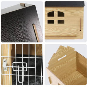 เตียงไม้ดีไซน์อบอุ่นสำหรับสุนัขหรือแมวขนาดเล็กบ้านสุนัขบ้านสุนัข - Product Image 4