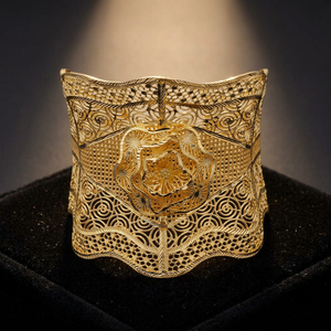 Pulseras Kada Abribles Chapadas en Oro de 14K, 18K, 24K al por Mayor, de Latón Relleno de Oro, Diseño Floral Tradicional, Pulsera Kada Grande - Product Image 5