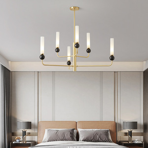 โคมไฟระย้าทองแดงสไตล์นอร์ดิกโพสต์โมเดิร์น สำหรับห้องนั่งเล่น ห้องรับประทานอาหาร ห้องทำงาน ห้องนอน โคมไฟเพดานแบบมินิมอลสุดหรู - Product Image 2