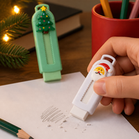 Gomme à effacer personnalisée avec logo de Noël, grande capacité, écologique, en PP, cadeau de papeterie coulissant