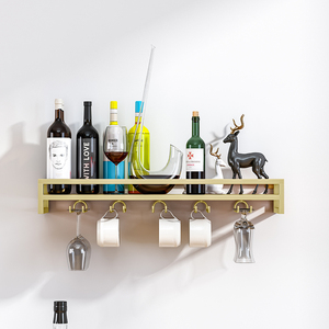 Estante de vino de hierro montado en la pared y gabinete de diseño moderno con capacidad para 4 vasos y 19 botellas soporte de exhibición de decoración multihabitación - Product Image 6
