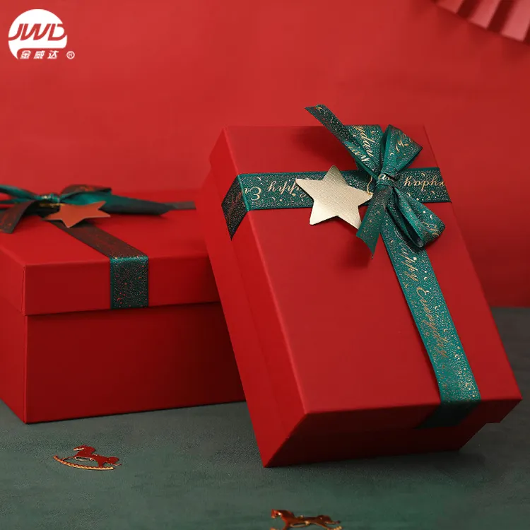 Индивидуальная китайская Новогодняя маленькая красная Рождественская бумажная Подарочная коробка с лентой