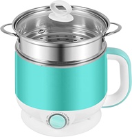 Marmite électrique 1,5 l, Mini-poêle à œufs et nouilles, en acier inoxydable, multifonction, pour la cuisson des pâtes et des œufs
