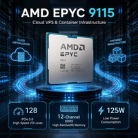 Prosesor AMD EPYC 9115 Server CPU 16 Core 32 Thread 2.6GHz 4.1GHz 64MB L3 Cache Socket SP5 125W untuk Pusat Data