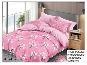 JiaJia 도매 고품질 4피스 클래식 플랫 침대 시트 세트 꽃무늬 프린트 쿨링 접이식 일회용 - Product Image 4