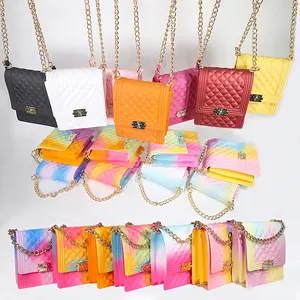 Желейные сумочки, Женский Цветной кошелек на плечо из ПВХ, матовая сумка на одно плечо, маленькая квадратная сумка