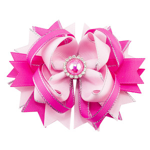 Pinzas para el Cabello con Lazo Inspirado en Perlas de Primavera/Verano de 4.5'' de la Mejor Calidad para Niñas, Lazos de Diamantes de Imitación con Borde Plateado Colorido, Accesorios para el Cabello - Product Image 1