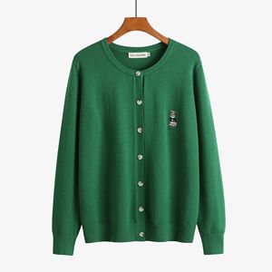 Cardigan en tricot pour femmes grandes tailles, col rond, pull épais, broderie ours, couleur unie, tailles MLXL2XL3XL, Europe et Amérique, Moyen-Orient - Product Image 5