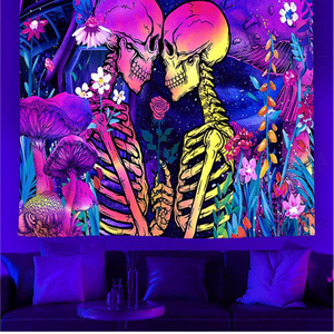 Bức tranh huỳnh quang in Blacklight Bảo tàng Van Gogh bầu trời đầy sao nghệ thuật Halloween <span class=keywords><strong>psychedelic</strong></span> UV Blacklight tấm thảm - Product Image 4