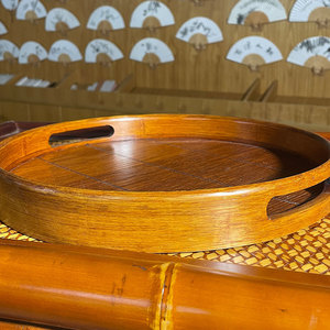 Bamboo Japanese-style <b>tea</b> <b>tray</b>, <b>tea</b> set, round fruit plate, Chinese-style household storage bamboo woven <b>tea</b> <b>tray</b> manufacturer - Product Image 1