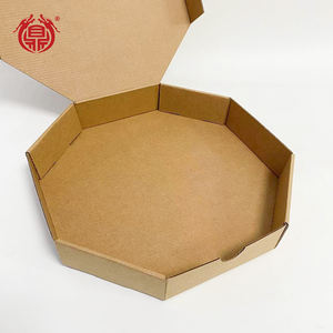 กล่องพิซซ่าทรงแปดเหลี่ยม/ทรงกลม ทำจากกระดาษคราฟท์ลูกฟูก สำหรับใส่อาหาร  รับผลิตตามสั่ง พร้อมพิมพ์โลโก้ - Product Image 4