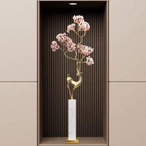 Nueva Escultura de Ciervo Dorado de Estilo Chino con Base de Mármol de Flor de Cerezo para Decoración de Entrada, Sala de Estar o Mueble de TV - Product Image 5