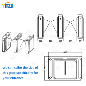 Barrière coulissante automatique à ailes, largeur de voie 900 mm, entrée rapide 0,2 s pour aéroport, terminal, centre de transit, centre de services gouvernementaux, portillon - Product Image 5