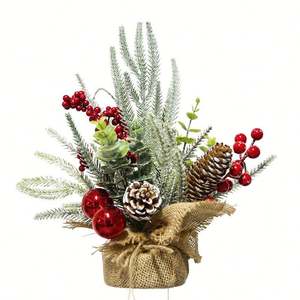 35Cm Bureau Mini Petit Arbre Linge Livraison Simulation Pe Cypress Feuille Décorations De Noël Chute De Neige - Product Image 1