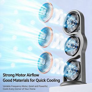 Wholesale Triple Head Desktop Rechargeable <b>Battery</b> <b>Operated</b> Bladeless Portable Desk Fan for Home Office Dorm - Product Image 5