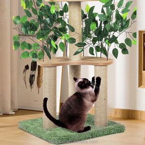 Arbre à <span class=keywords><strong>chat</strong></span> avec feuilles Arbre d'activité Condo à plusieurs niveaux pour chats d'intérieur <span class=keywords><strong>comme</strong></span> pilier sinueux en sisal peut être escaladé Feuille d'érable fausse - Product Image 1